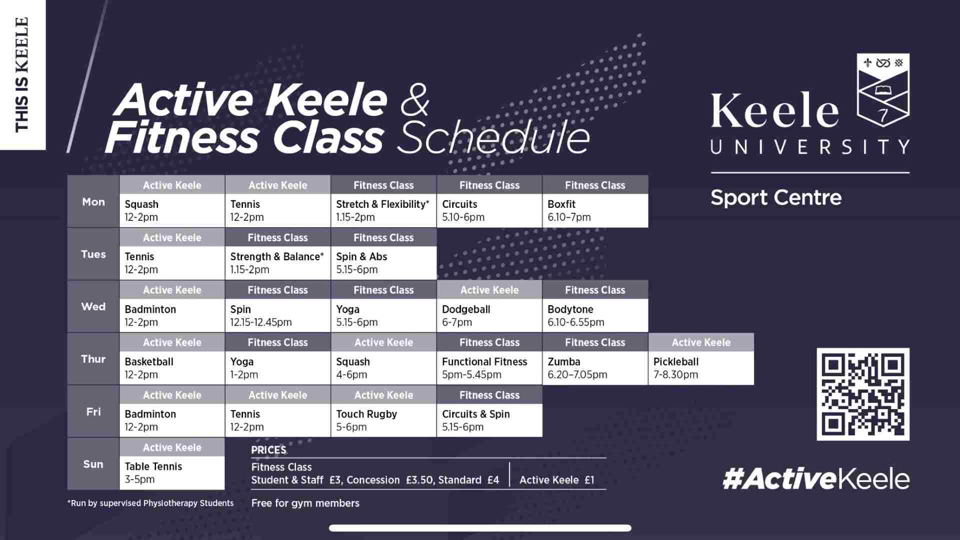 Active Keele timetable